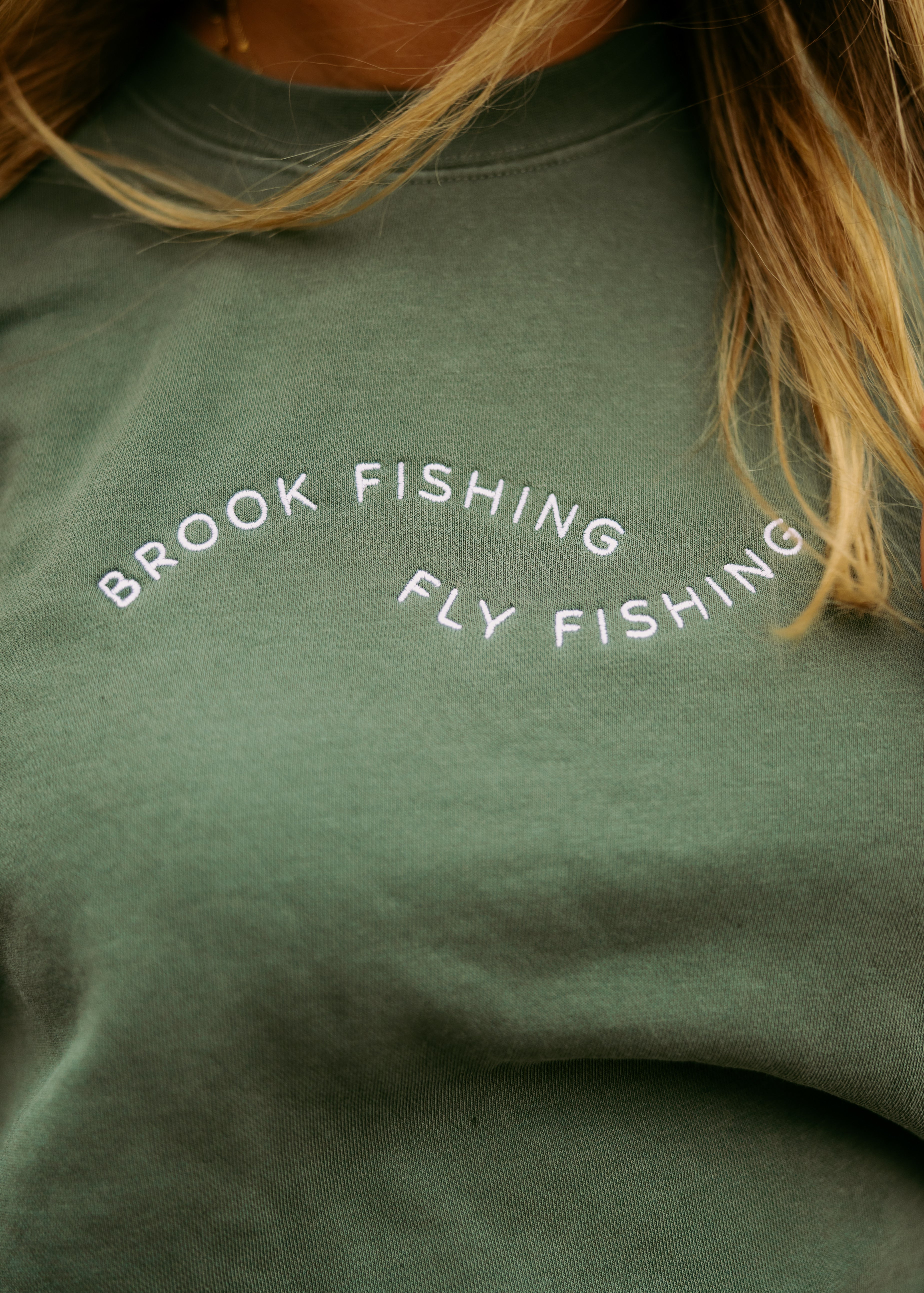 Brook Fishing, Fly Fishing Embroidery Sweatshirt