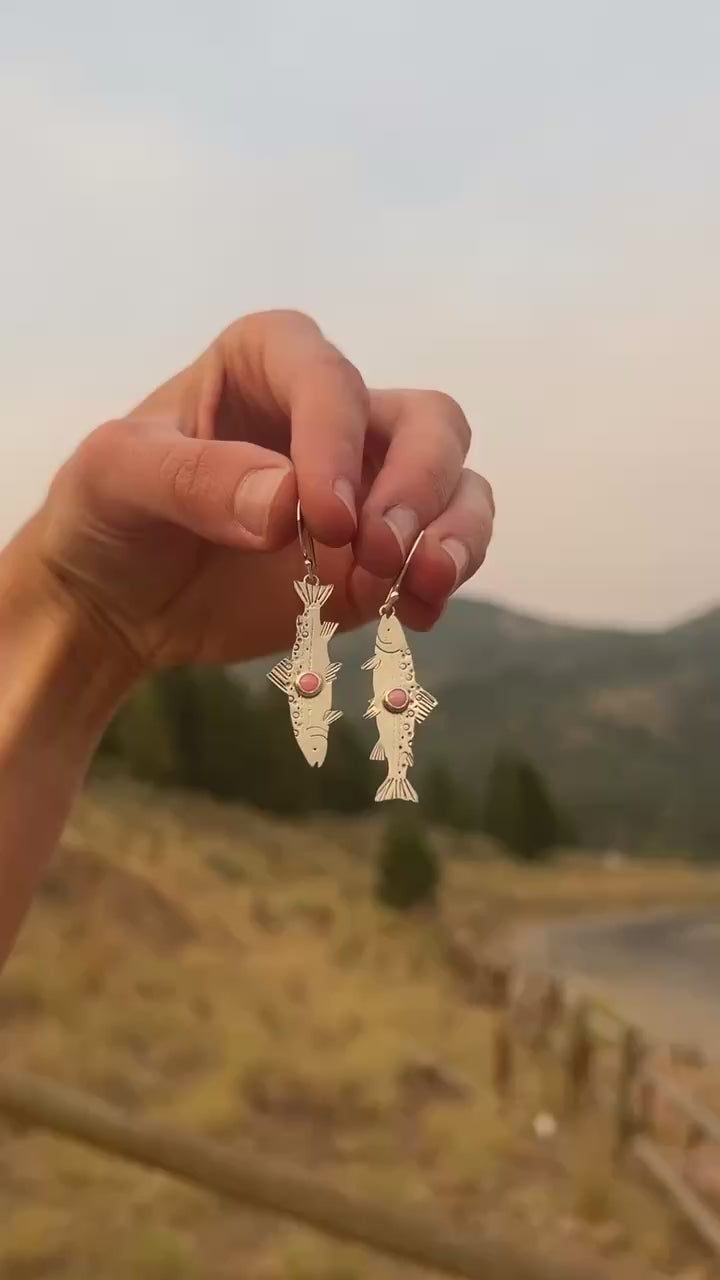 Pink Spiny Oyster BROOK Trout Earrings