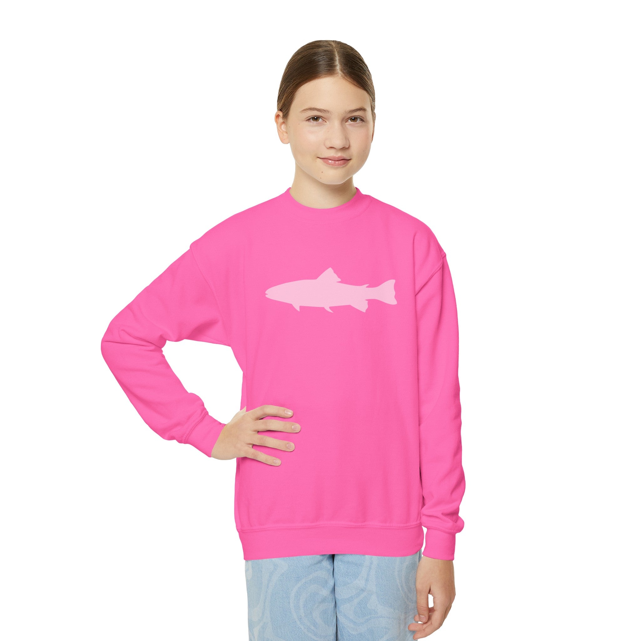 Girls Pink Fish Crewneck Sweatshirt