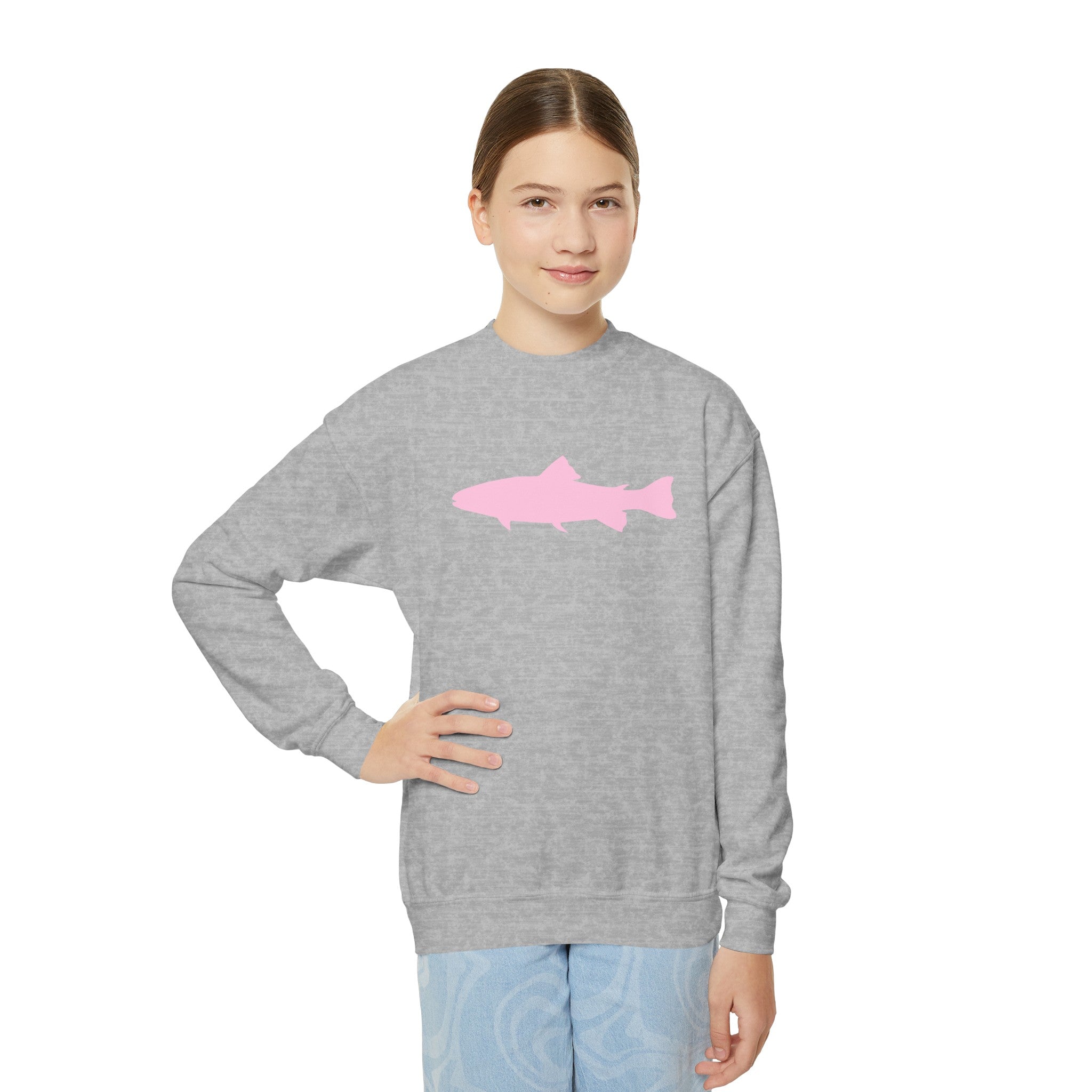 Girls Pink Fish Crewneck Sweatshirt