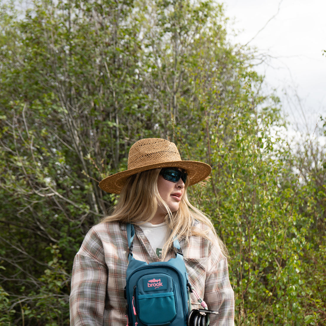 Womens Fishing Flat Brim Straw Hat