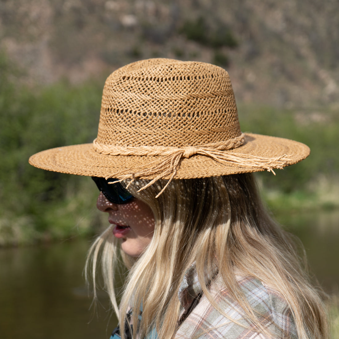 Womens Fishing Flat Brim Straw Hat