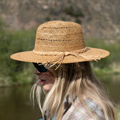 Womens Fishing Flat Brim Straw Hat