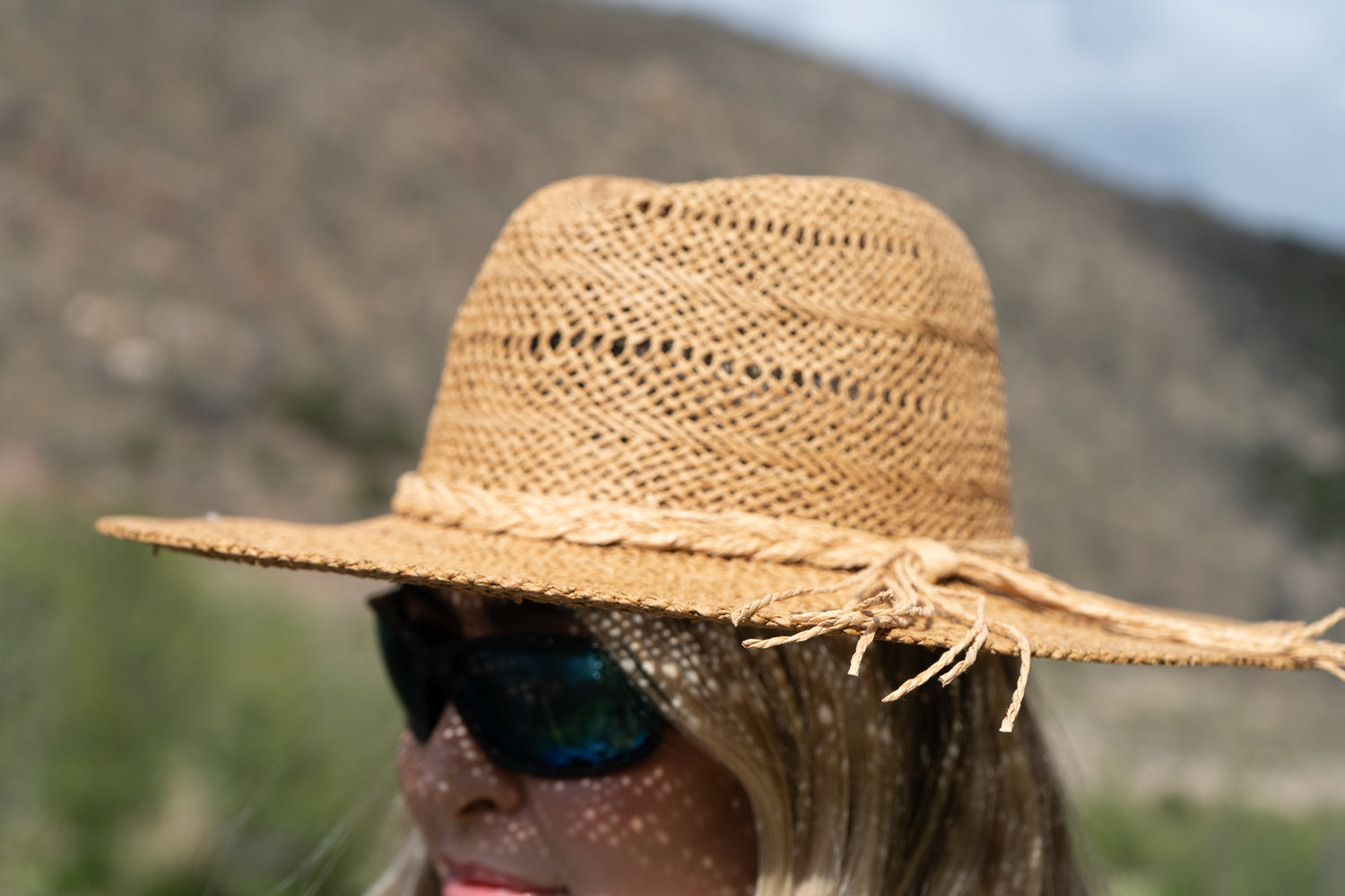 Womens Fishing Flat Brim Straw Hat