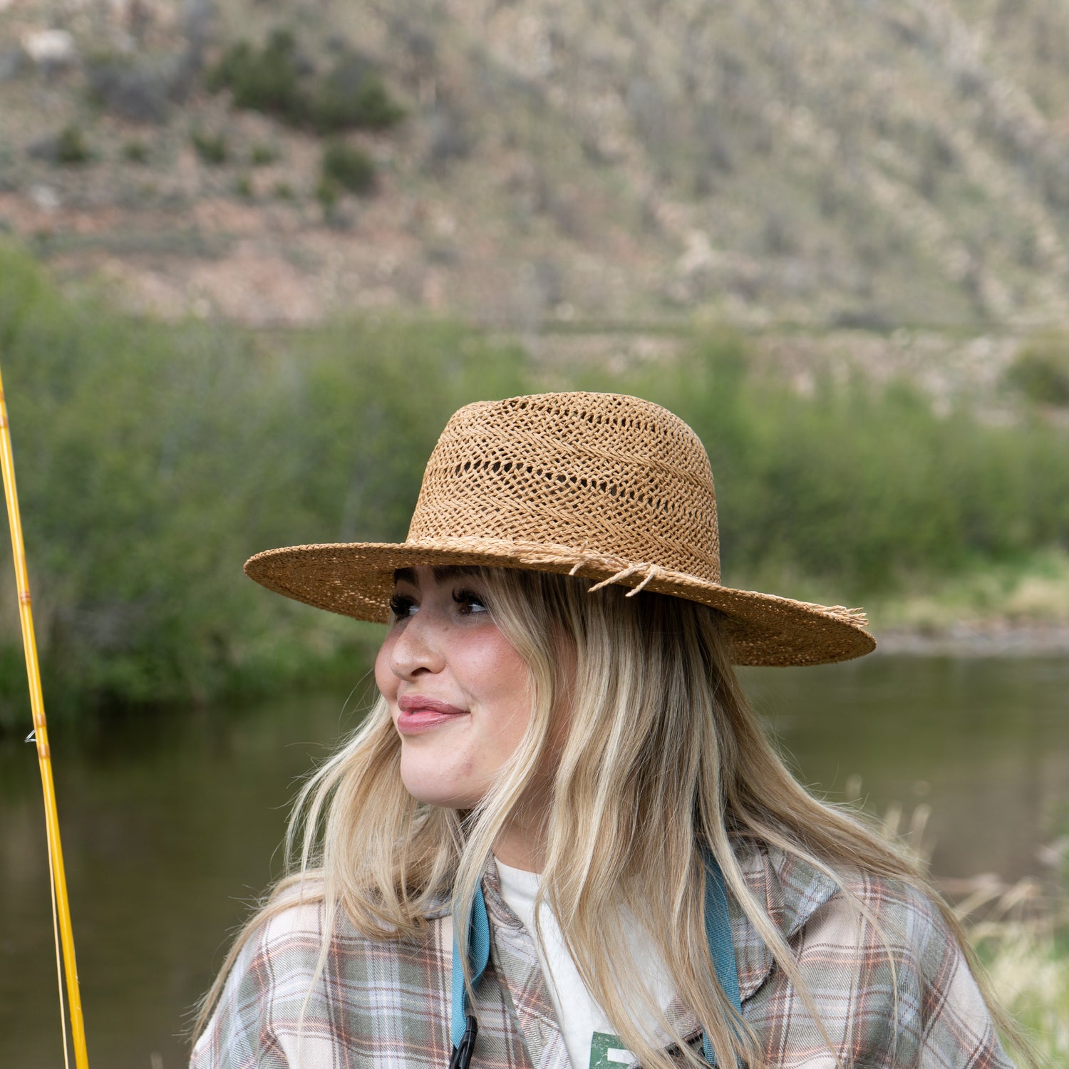 Womens Fishing Flat Brim Straw Hat