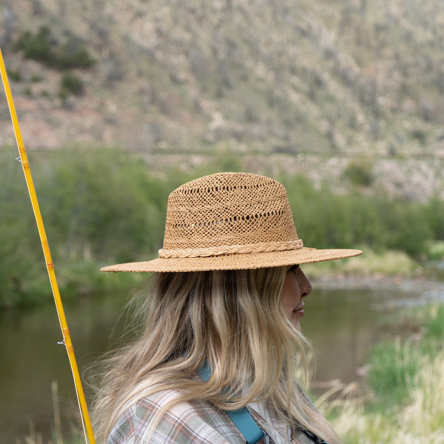 Womens Fishing Flat Brim Straw Hat