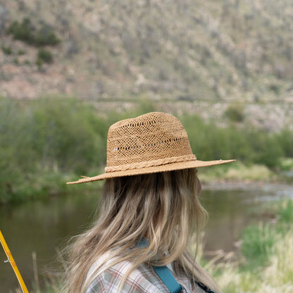 Womens Fishing Flat Brim Straw Hat