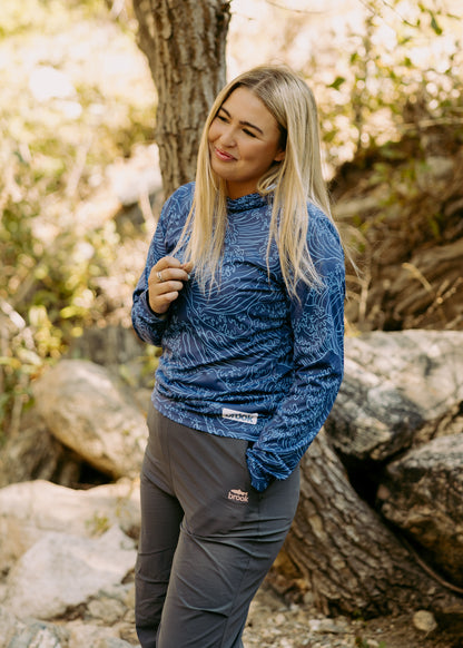 Breaker Blue Womens Fishing Sun Hoodie