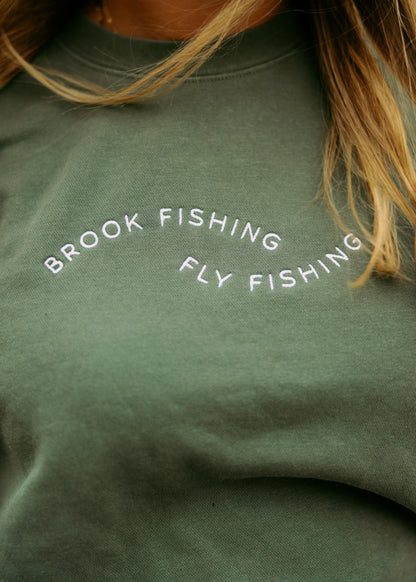 Brook Fishing, Fly Fishing Embroidery Sweatshirt
