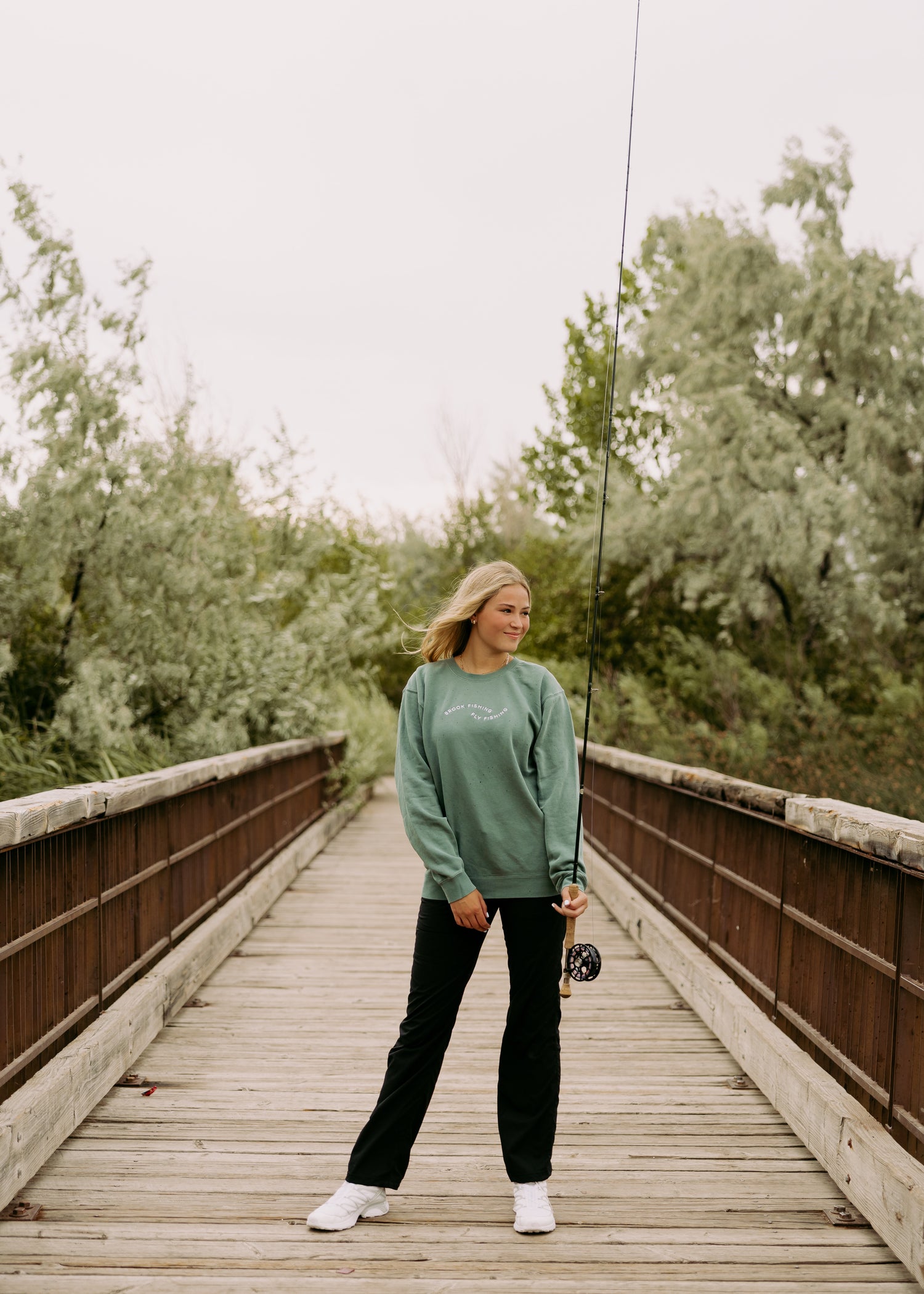 Brook Fishing, Fly Fishing Embroidery Sweatshirt