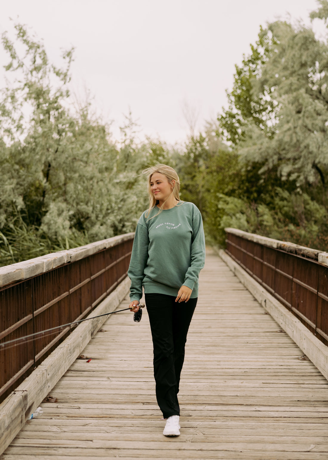 Brook Fishing, Fly Fishing Embroidery Sweatshirt