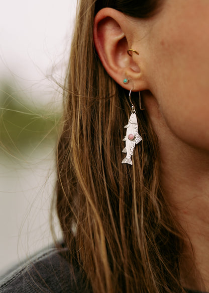Pink Spiny Oyster BROOK Trout Earrings